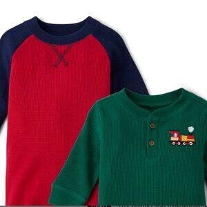 NWT The Children Place Baby Boys Train Thermal Romper 2-Pack